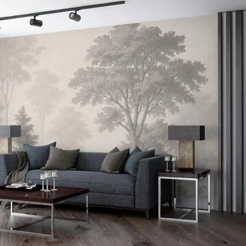 Bois brumeux monochrome, 96" L x 108" W
