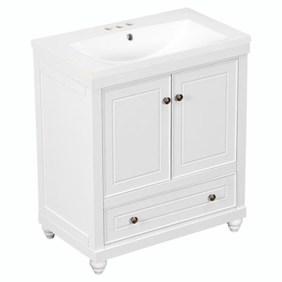Drucella 30 " W Freestanding Standard Free Standing 1 Single Vanity Bathroom Vanity With Ceramic Top