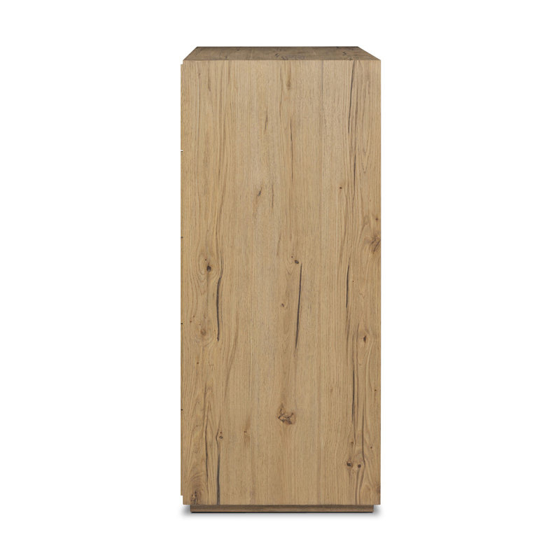 Leo 5 Drawer Dresser-Rustic Grey, Rustic Light Natural