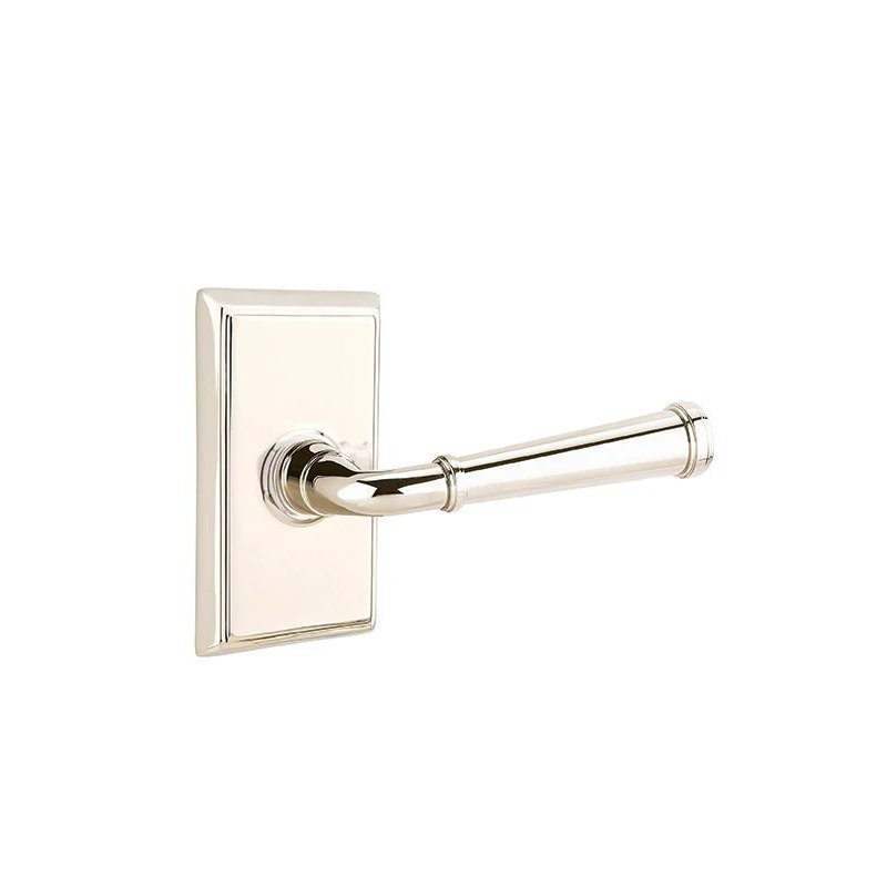 Mortaise intérieure Emtek avec rosette rectangulaire et levier Merrimack, Nickel poli, Oui