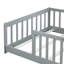 Lit de sol simple gris avec clôture, convenant aux chambres à espace limité et à la construction en bois sécurisée, aux besoins de sommeil à croissance multiple, installation rapide-1326291538