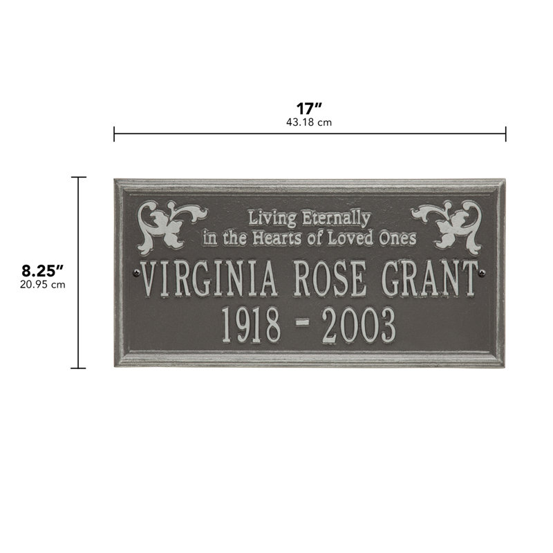 Wilmington 'Living Eternally' Memorial Plaque, Yes, Pewter/Silver
