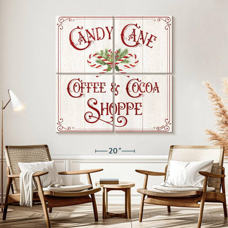 Plaque murale Kema Vintage Christmas I - Candy Cane Coffee