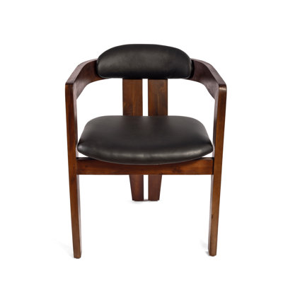 Chaise de salle à manger à accoudoirs barrel avec revêtement en cuir noir