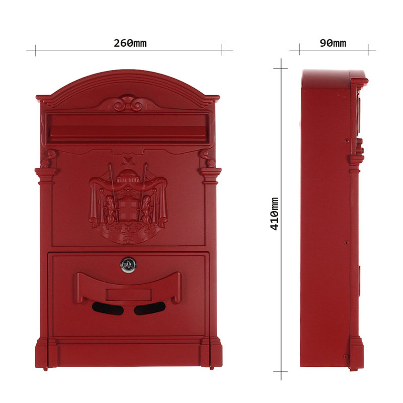 Bellafonte Steel Wall Mounted Letter Box, Red
