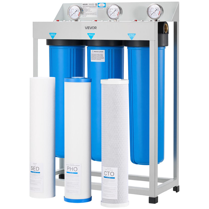 Système de filtration d'eau à 3 étages pour toute la maison PHO de 4,5 po x 20 po