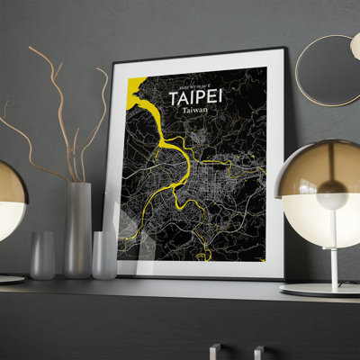 Taipei City Map In Times - No Frame Print