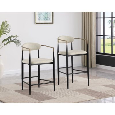 Chaise de bar rembourrée en tissu beige Renfroe (sans la table)