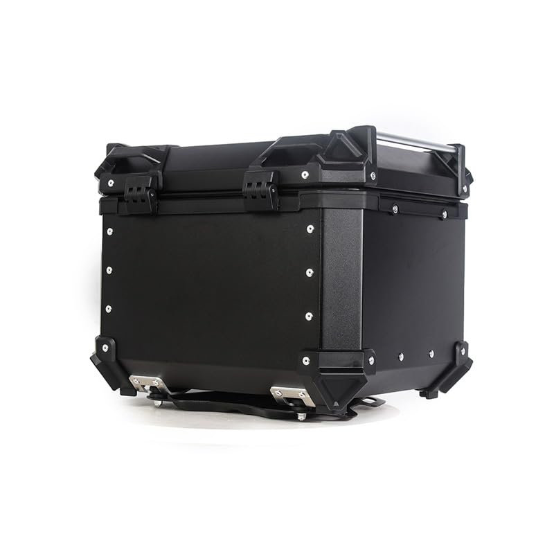 Large Capacity 45L Motorcycle Rear Box, Aluminum Alloy Motorcycle Top Case, Waterproof, Dustproof,  Anti theft Lock, Easy Helmet Storage, 2 Keys, Reflective Sticker