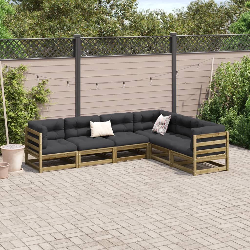 Vidaxl 6-Tlg. Garten-Lounge-Set mit Auflagen Massivholz Kiefer