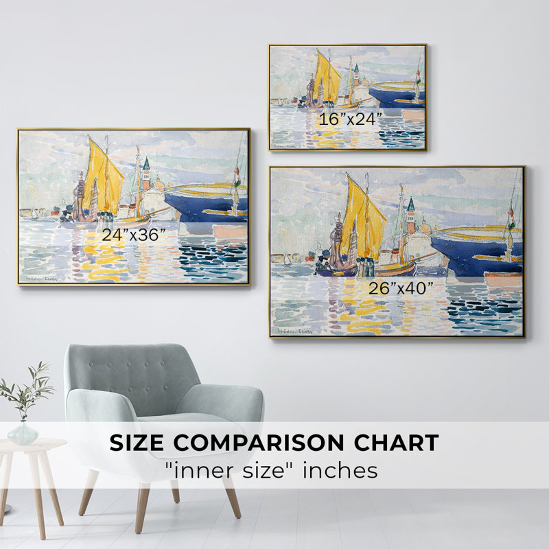 Paysage rétro - XL, Toile avec cadre flottant or, H 25 po x l 37 po x P 2 po