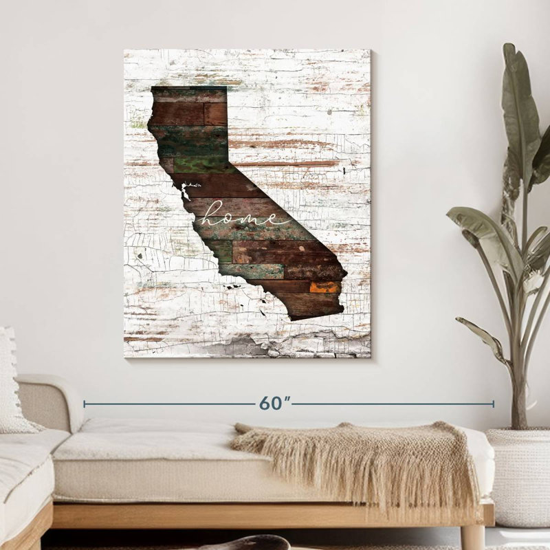 «California Map California Home Map», reproduction sur toile, L 45 po x H 36 po