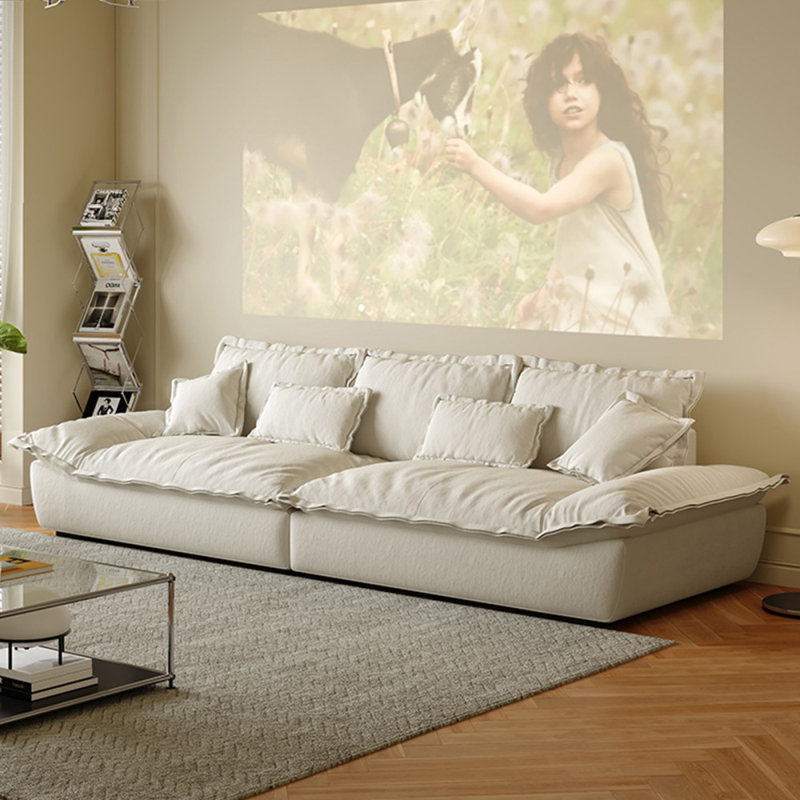 Coussin blanc modulaire 100% polyester, H 35,43 po x l 118,11 po x P 39,37 po, 4