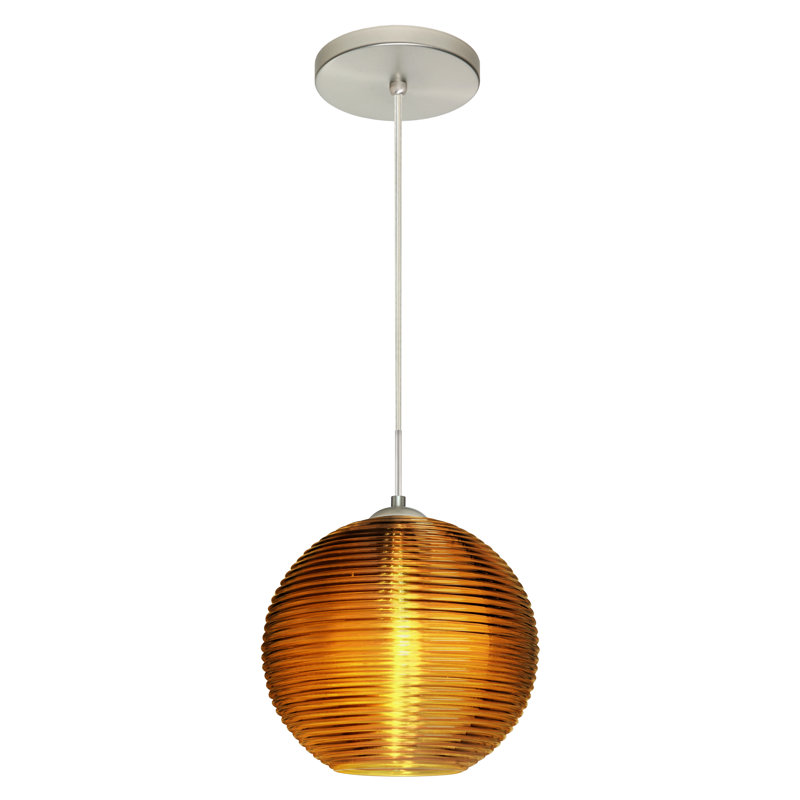 Luminaire sphère suspendu 1 lumières simple Kristall, Non, Ambre, Nickel satiné