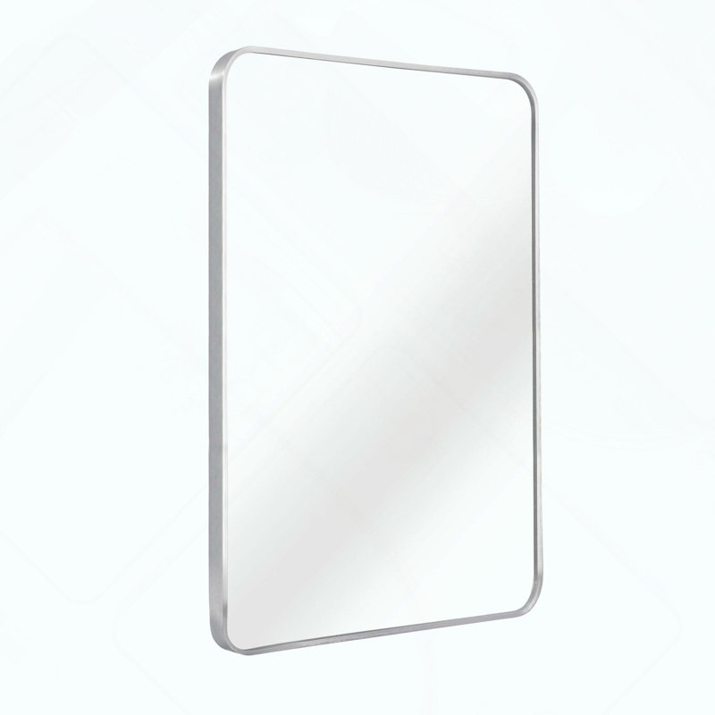 Rectangular Metal Framed Bathroom Mirror, 30" x 22", Silver, Rectangle