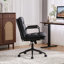 Chaise de bureau avec dossier inclinable de 40 po, dossier moyen et rembourré, roulettes, similicuir ergonomique, pivotant sur 360 °, hauteur réglable, coussin à double éponge, noir, pour coiffeuse de maquillage-132960779