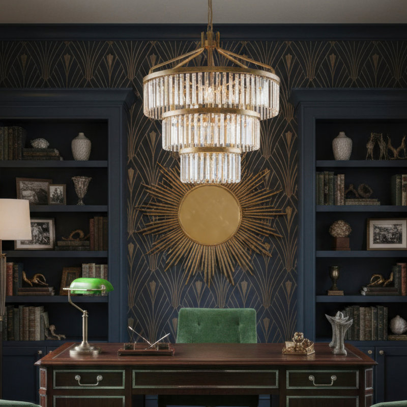 Social Club 15-Light 3-Tier Crystal Pendant