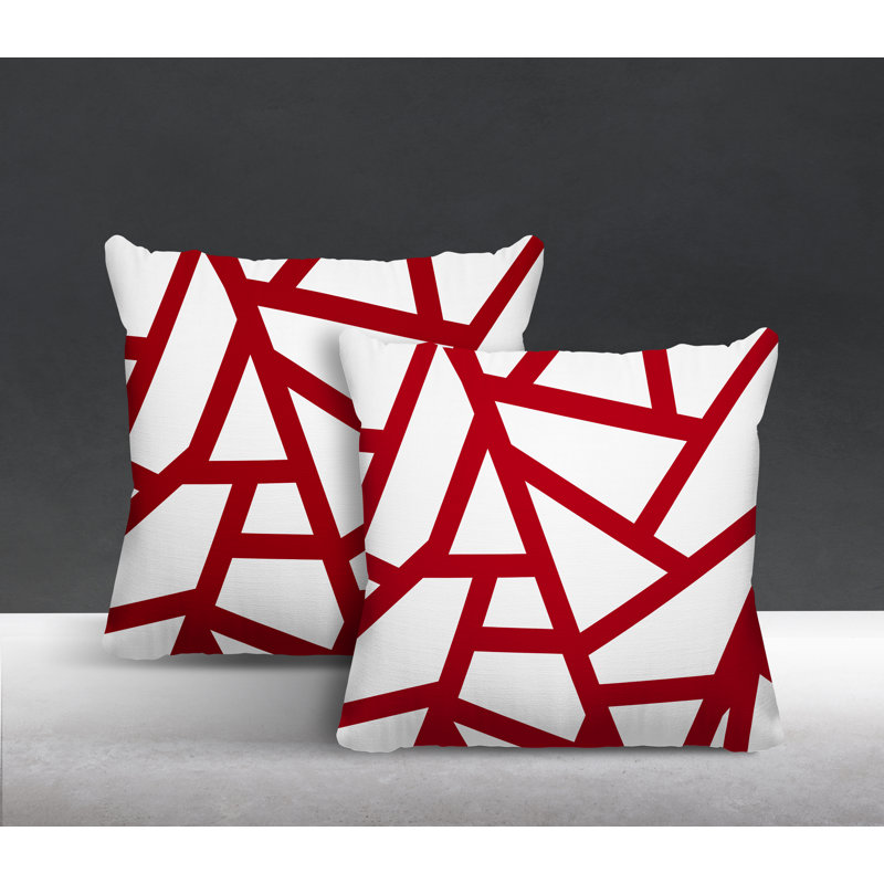 Oreiller carré intérieur / extérieur Ritz Abstract, L 19 po x H 19 po, Rouge