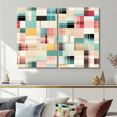 Motif rétro à carreaux pastel 2 pièces