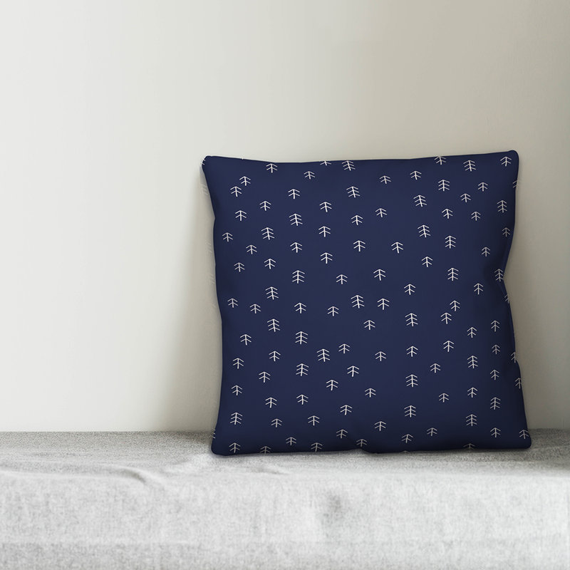 Polka Dots Reversible Throw Pillow, 20" x 20", Navy Geometric 3
