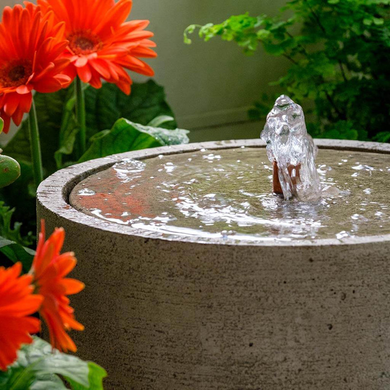 Evita Hand Crafted Weather Resistant Column Fountain, Verde