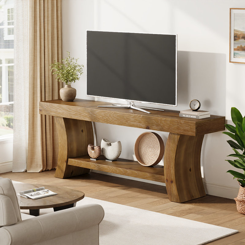 63" Farmhouse Tv Stand For Tvs Up To 70", Freestanding Media Console With Open Shelves For Living Room, Dark Brown
