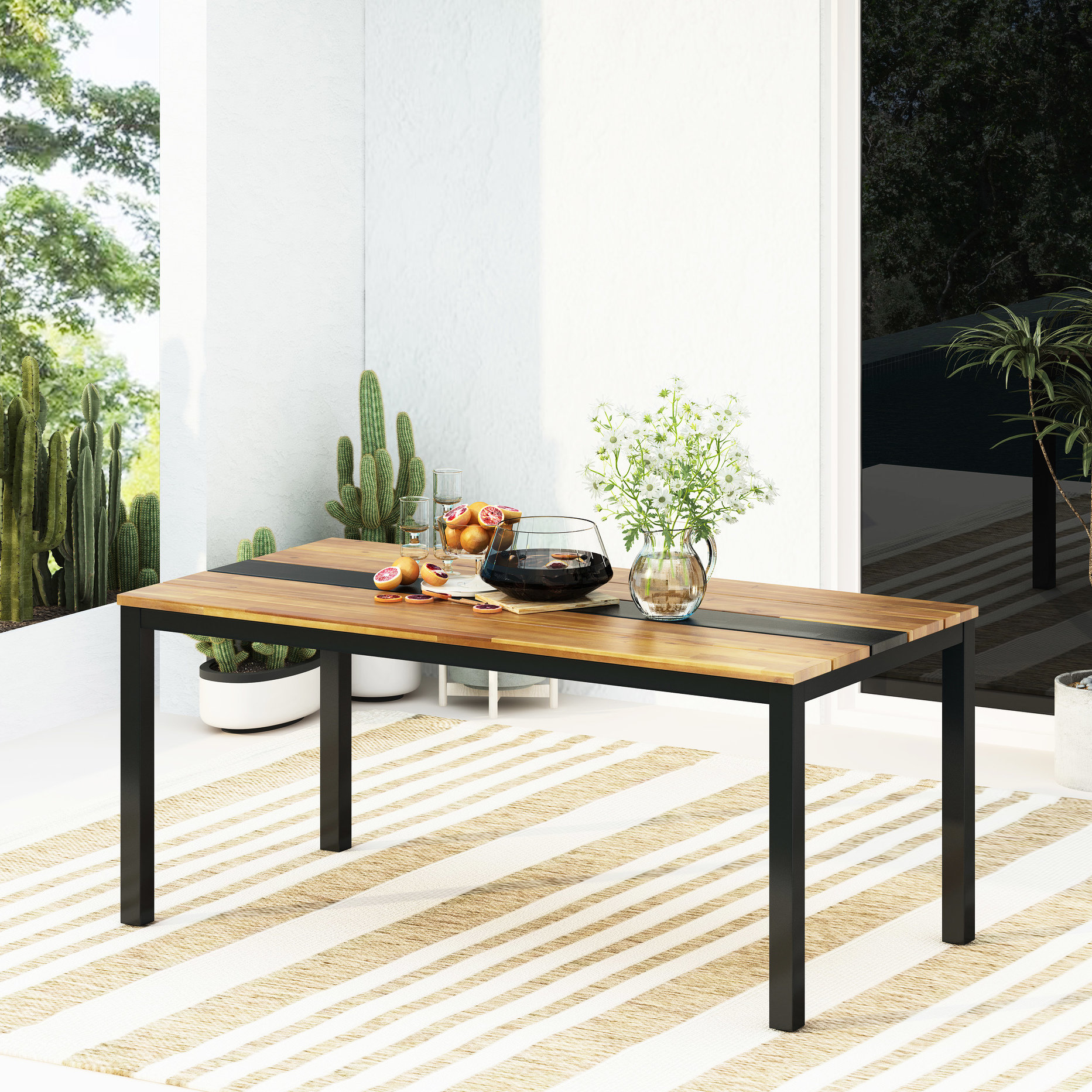 Trent Austin Design Modern Industrial Wood Dining Table With Colour, 63 ...