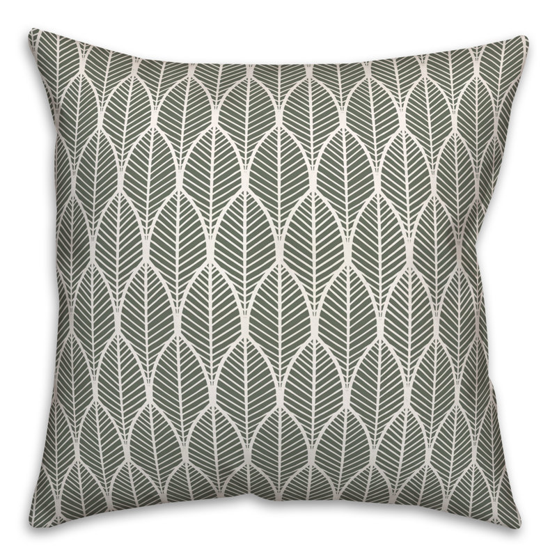 Geometric Outdoor Reversible Throw Pillow, Sage, 18"H x 18"W