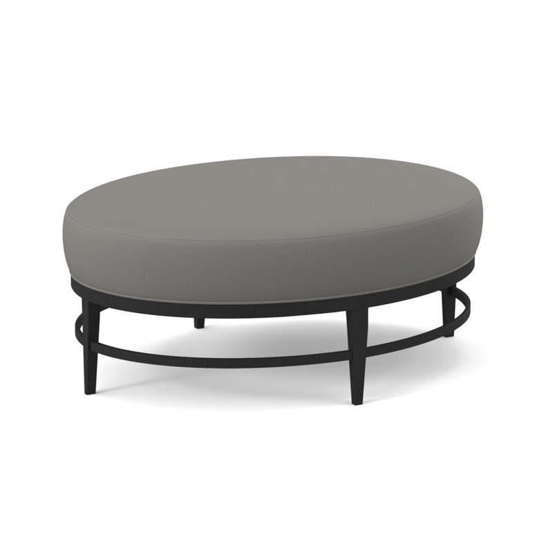 Elliptic Boucle and Velvet Ottoman, Fizz Ivory 100% Polyester, Espresso