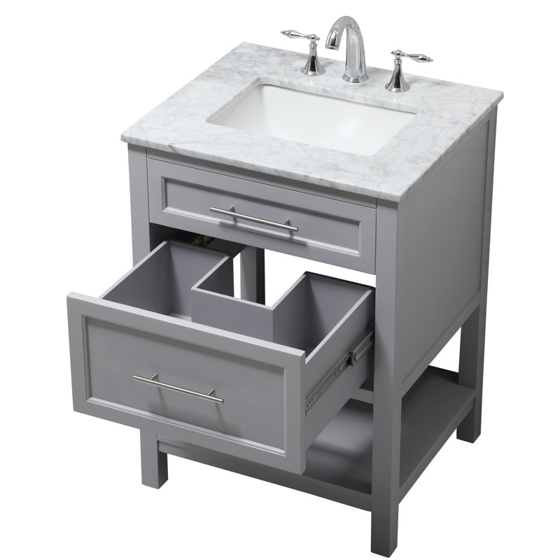 Andralyn 25'' Single Bathroom Vanity with Marble Top, Gray