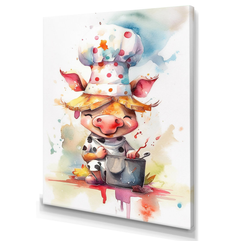 Cochon rose dans la cuisine - Art mural de cuisine pour animaux, H 20 po x l 12 po x P 1 po
