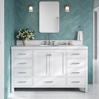 Cambridge 60.25'' Single Bathroom Vanity with Carrara Quartz Top