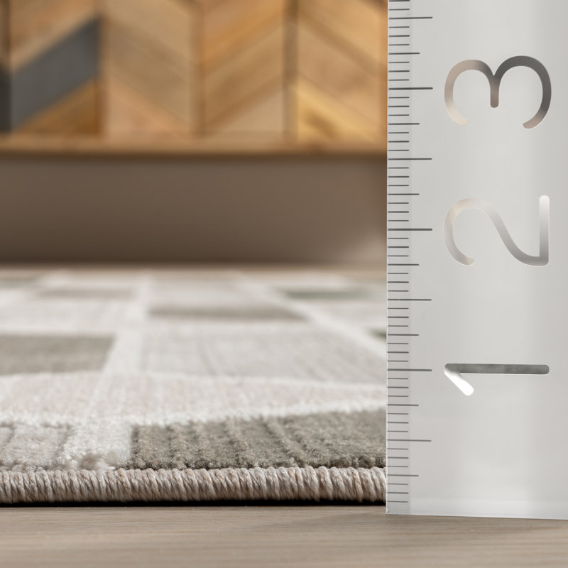 Fressia Modern High-Low Geometric Area Rug, Runner 2'6" x 8'