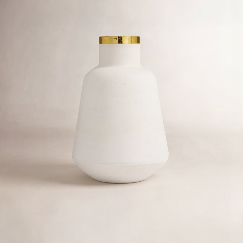 Vase en verre Arduina, Blanc / doré