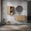 Meuble-lavabo mural avec lavabo et armoire latérale, portes et meuble-lavabo