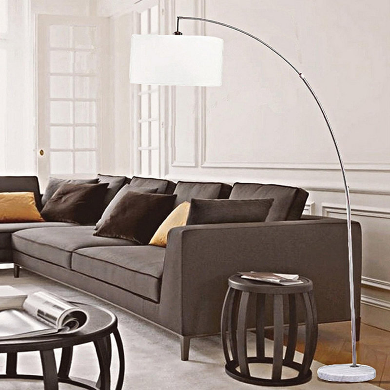 86" Tall Metal Floor Arc Lamp, White, White