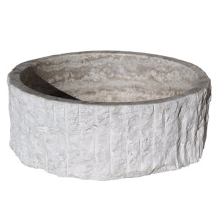 TashMart 16'' Travertine Circular Bathroom Sink