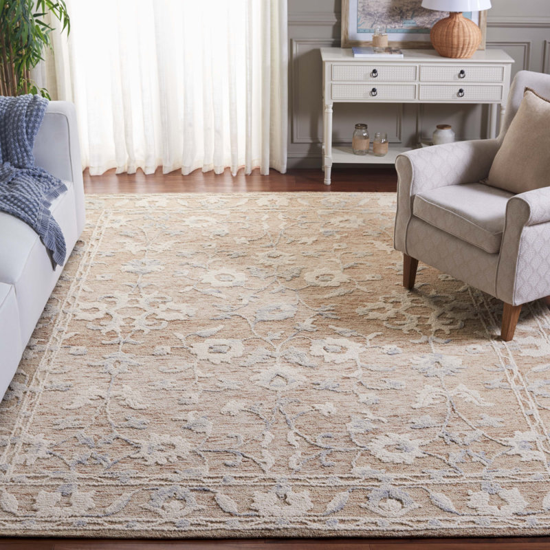 Ume Hand Tufted Wool And Cotton Floral Rug, Rectangle 8' x 10'