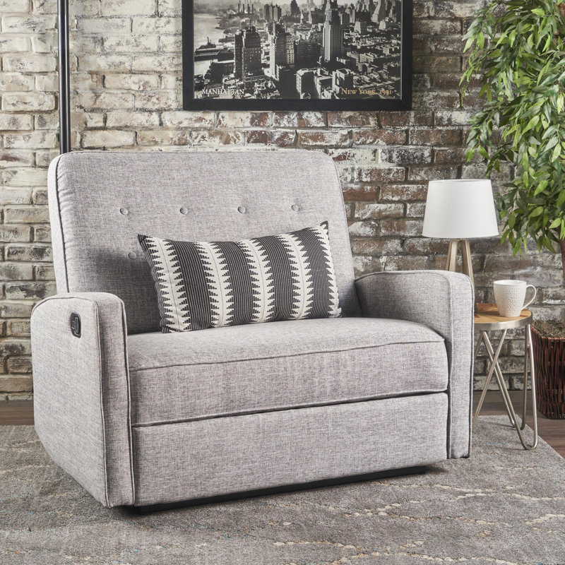 Lieb Fabric and Tweed Recliner, Light Gray