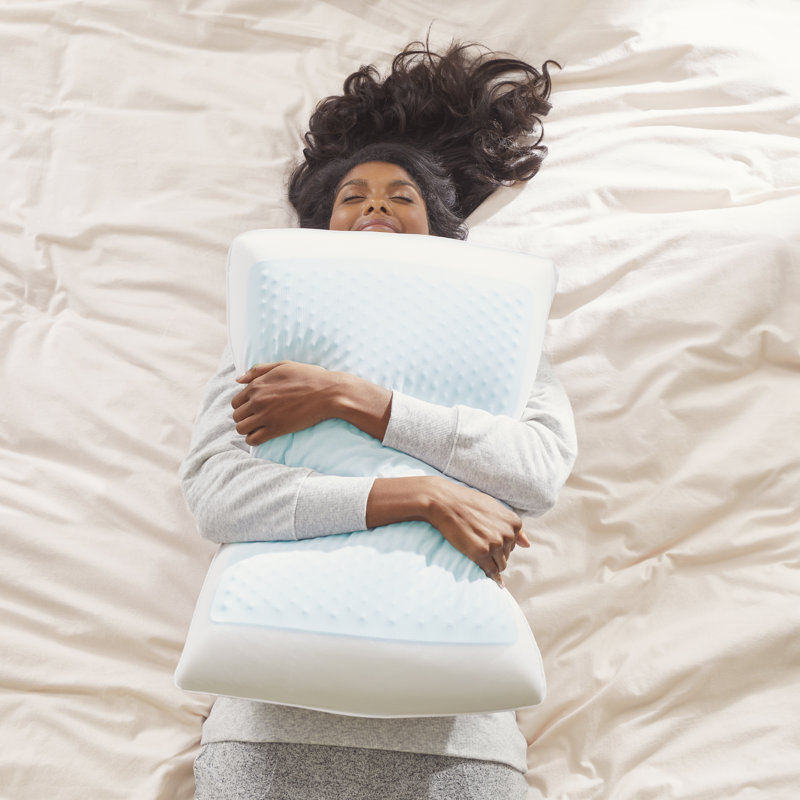 Queen Blue Bubble Gel Memory Foam Bed Pillow