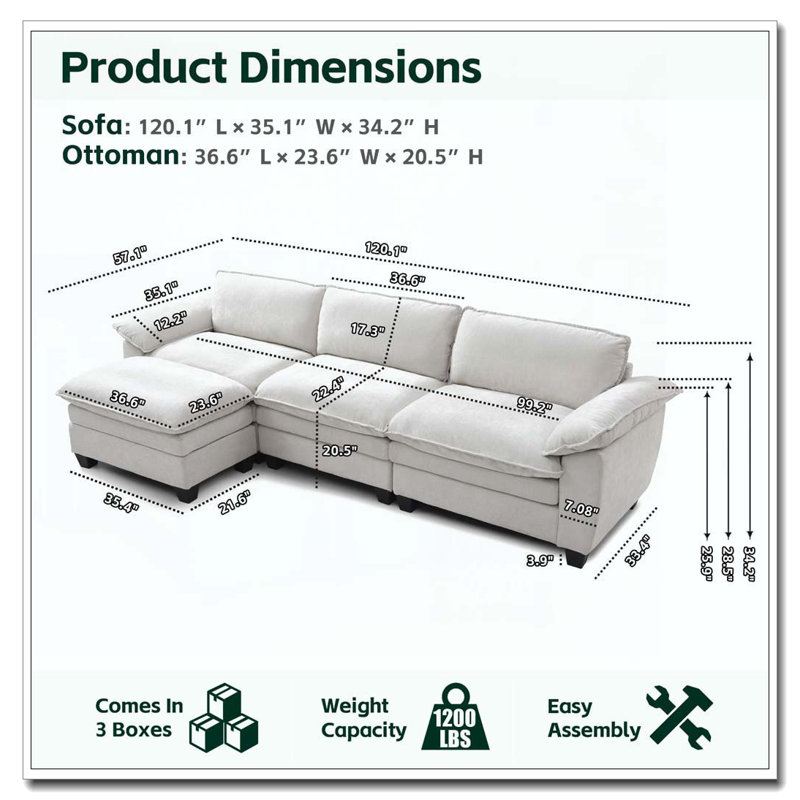 Canapé de luxe avec repose-pieds Furniture, Beige