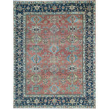 Hand-Knotted High-Quality Red and Blue Area Rug