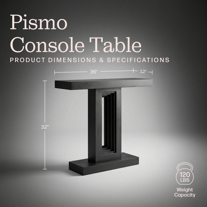 Pismo 36-Inch Solid Wood Console Table, Black, Black