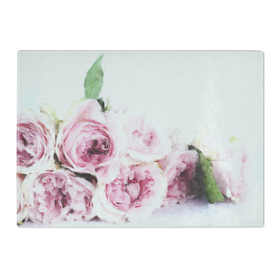 Tempered Glass Dusty Pink Roses Chopping Board