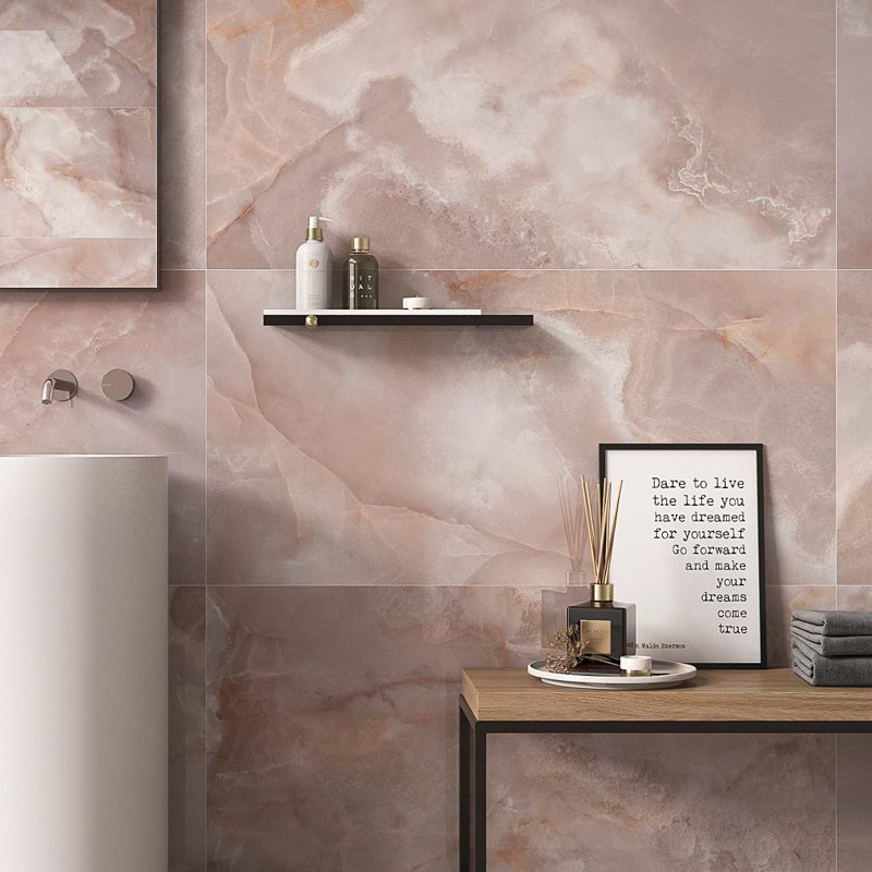 Jewel Onyx 24X48 Polished Porcelain Tile, Coral