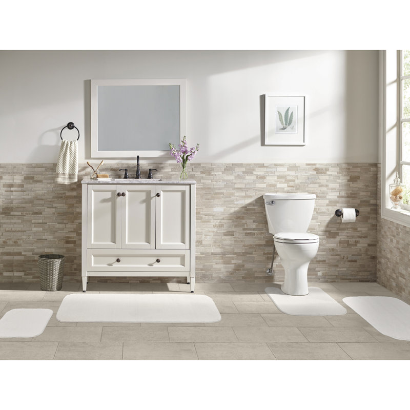 Tapis pour salle de bain Heffingen, Blanc uni