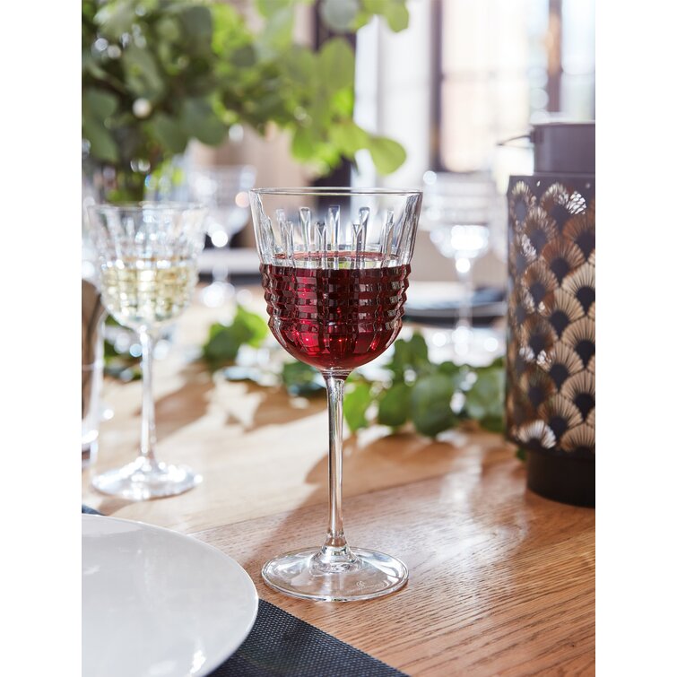 Ruby Red Clear Stem Wine Glass Goblet Luminarc Cristal d'Arques Set 4  Excellent
