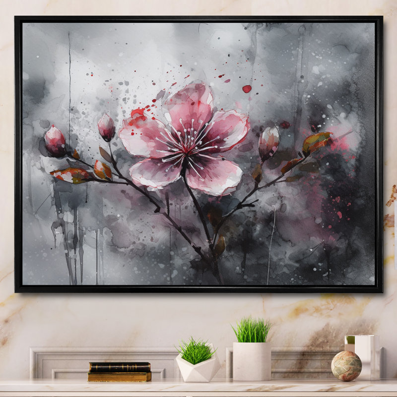 «Roziyah Apple Tree», reproduction d'art sur toile, H 34 po x l 44 po x P 1,5 po, Cadre flottant noir