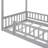 Modern Twin Size Wood Beds, Sturdy Playhouse Frame With Roof And Fence For Kids
