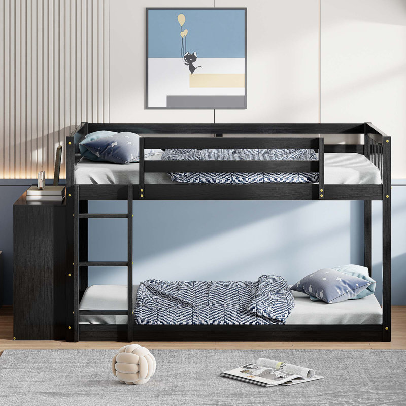 Lit superposé avec 4 tiroirs et 3 tablettes, Grey, Full